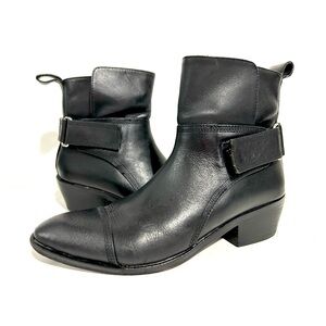Alexander Wang Leather Ankle Booties with Velcros Strap Closure Black 5